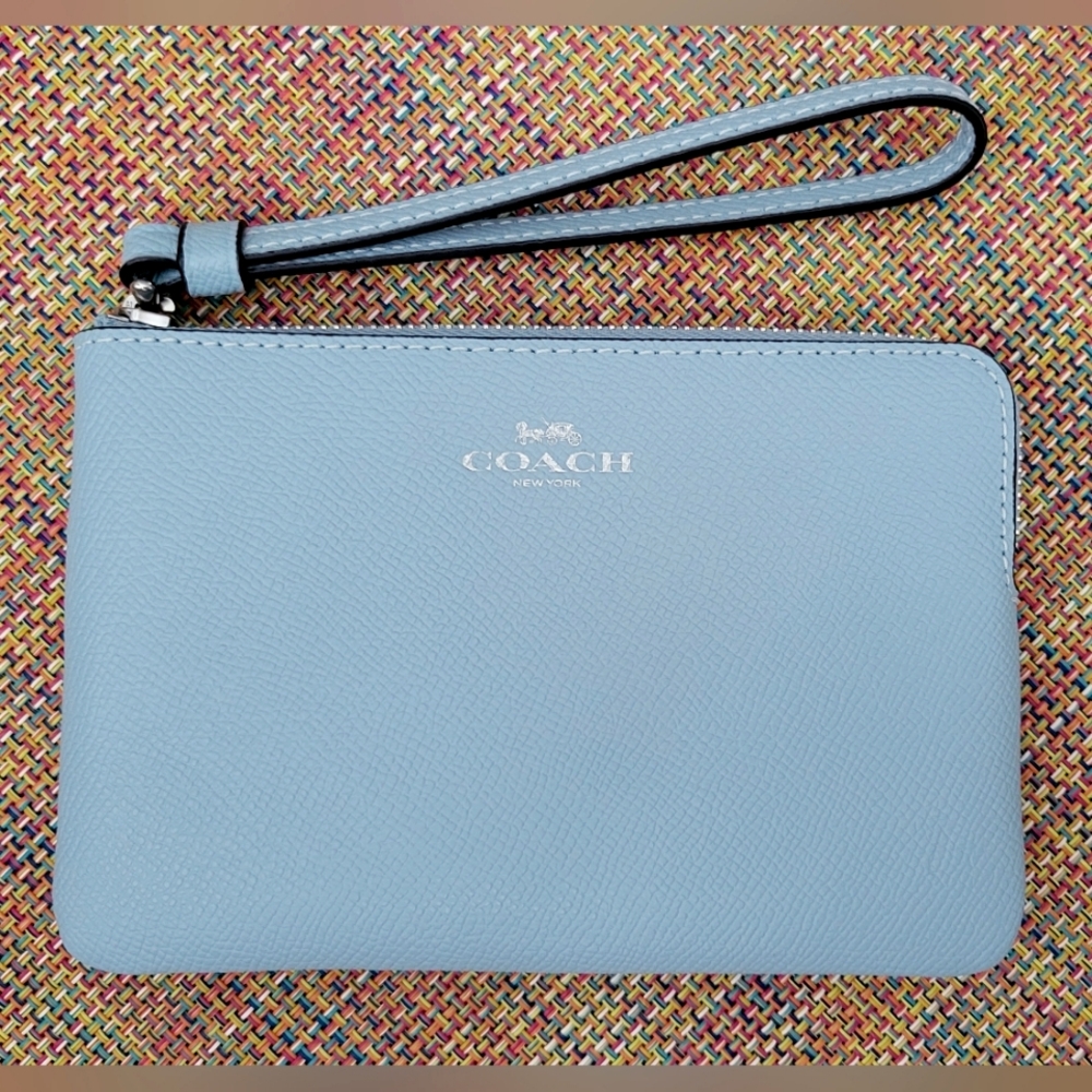 Coach corner zip leather wristlet